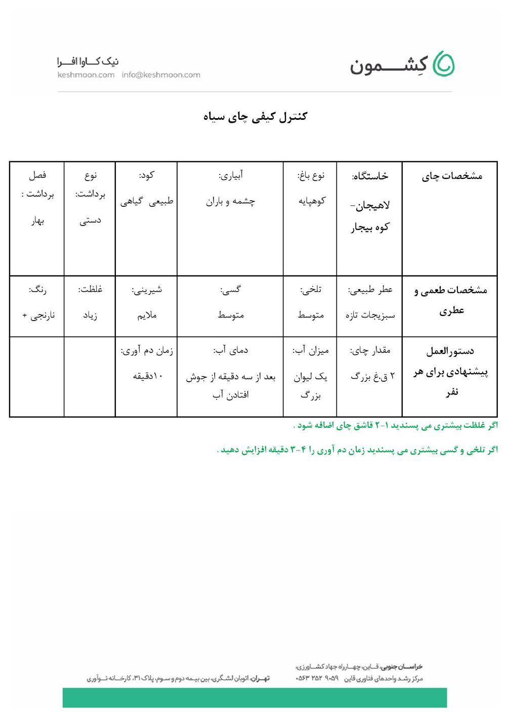نتیجه آزمایش چای دست ساز 