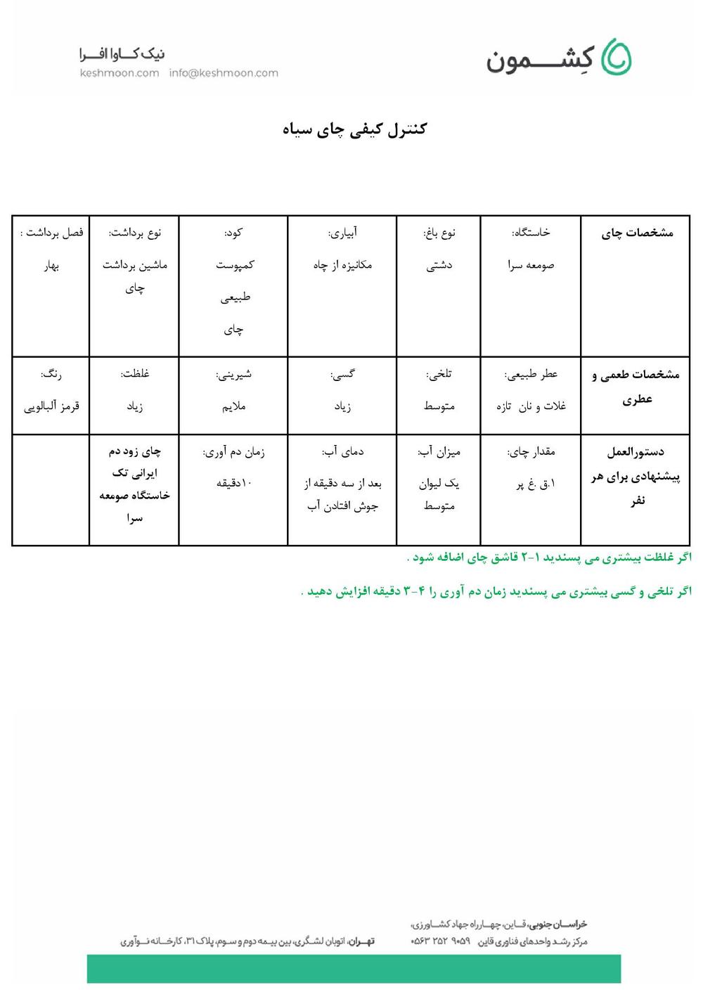 نتیجه آزمایش چای زود دم ایرانی