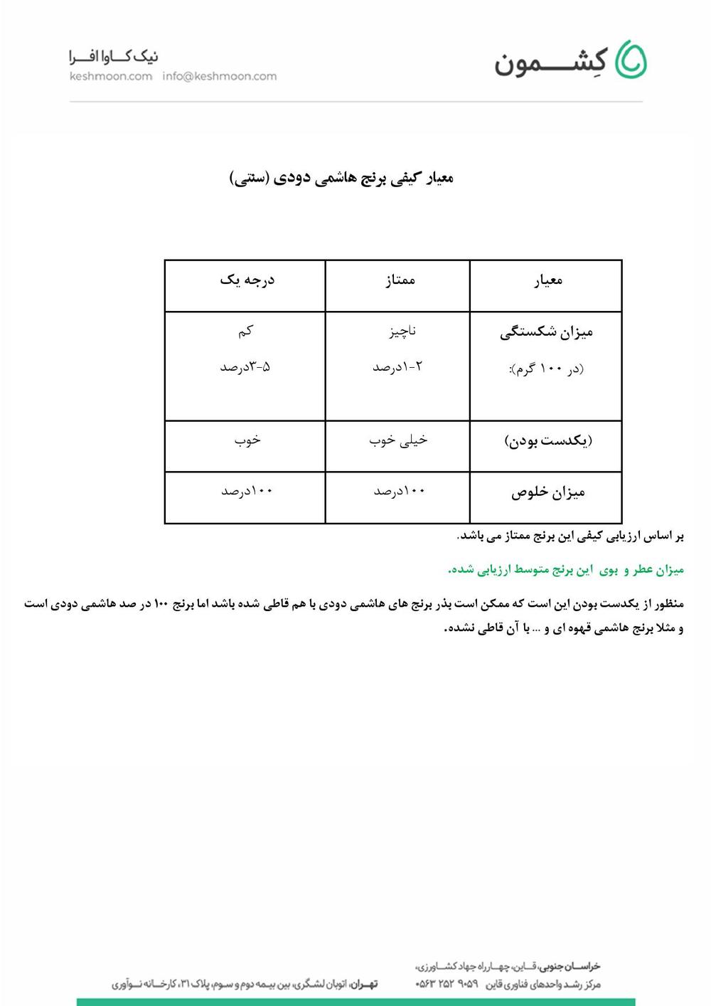 نتیجه آزمایش برنج دودی سنّتی ممتاز