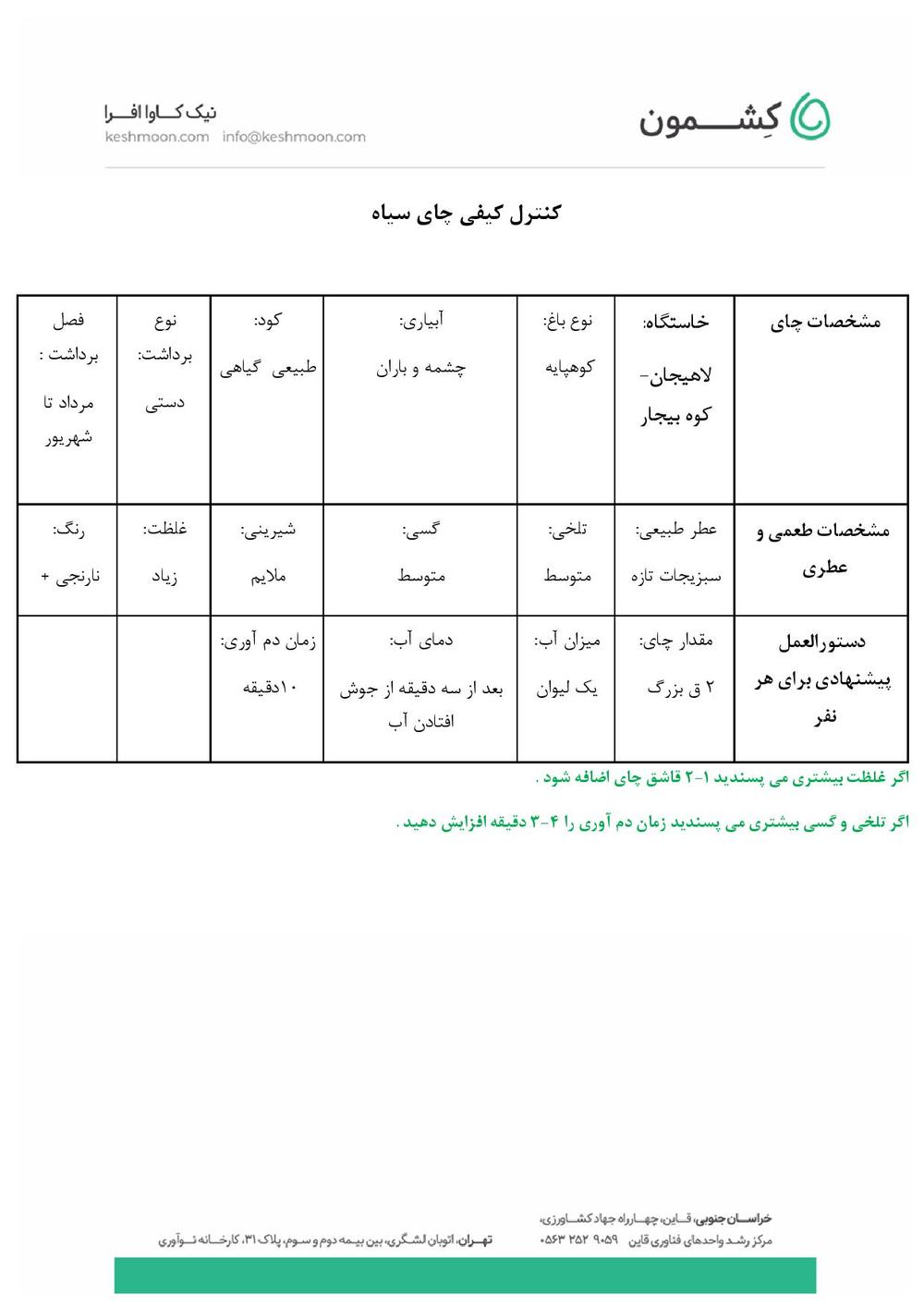 نتیجه آزمایش چای دست ساز 